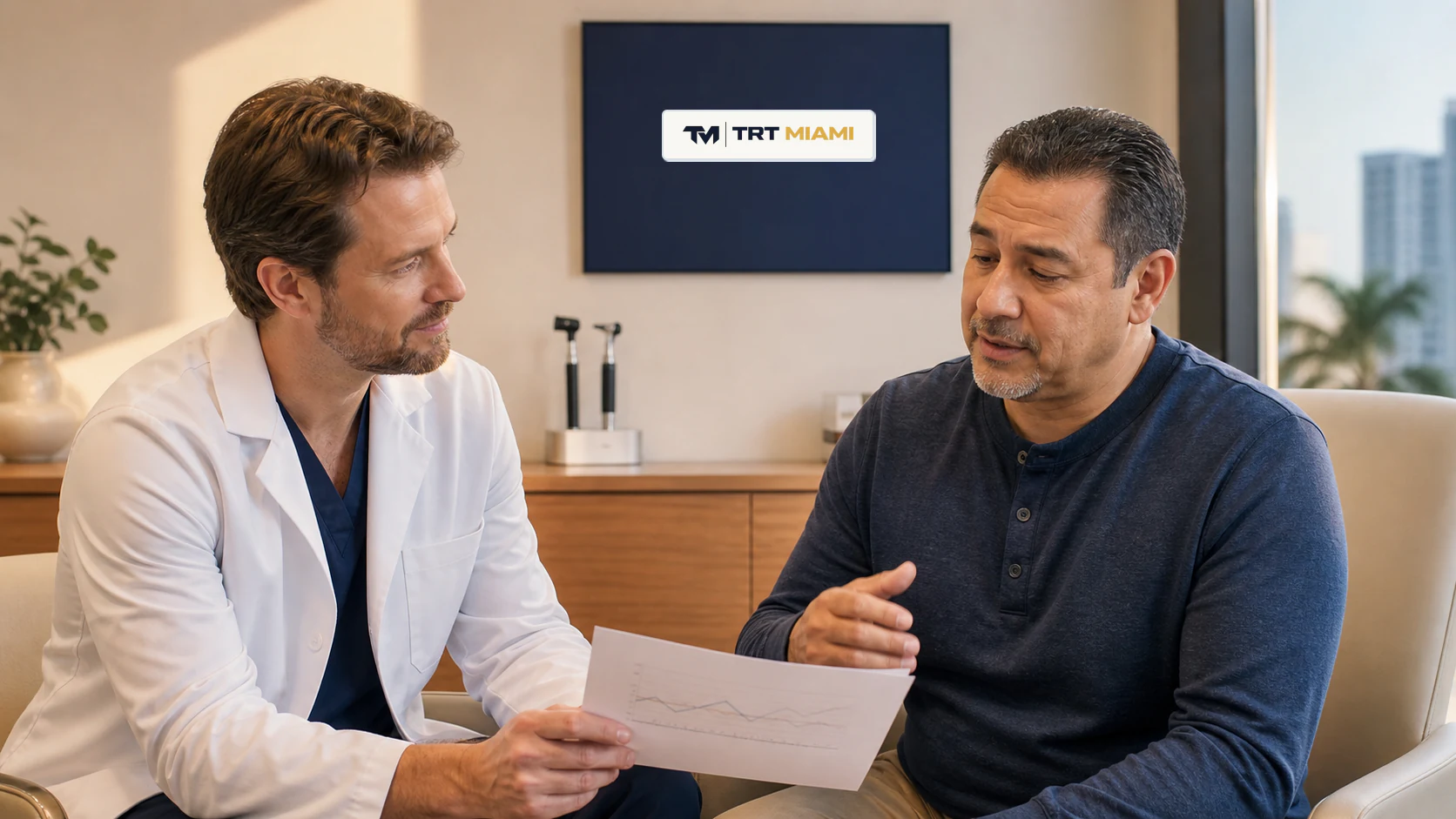 TRT Miami clinician reviewing ongoing treatment progress with a patient